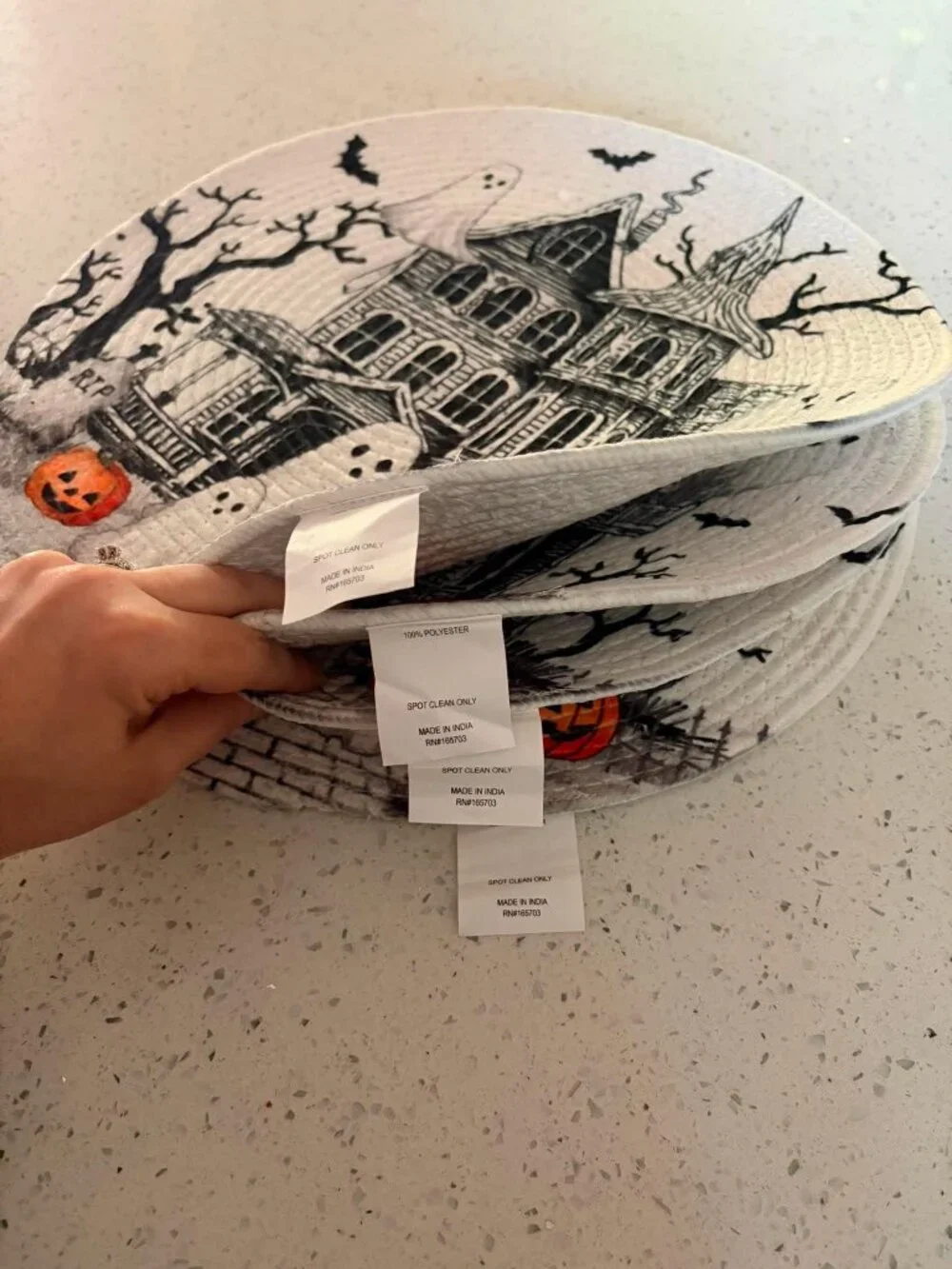 Haunted Lane Halloween Haunted House Braided Placemats Set of 4